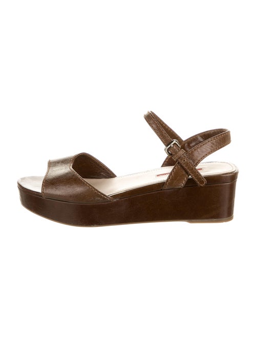 Prada Sport Leather Sandals Brown