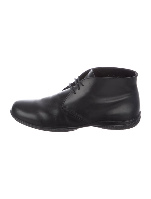 Prada Sport Leather Lace-Up Boots Black