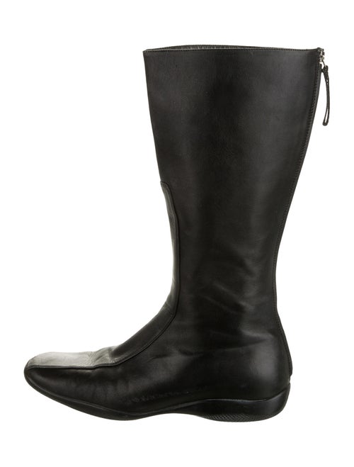 Prada Sport Leather Riding Boots Black