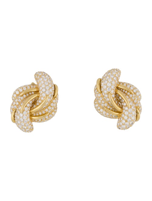 Kurt Wayne Vintage 18K 7.52ctw Diamond Swirl Clip-On Earrings