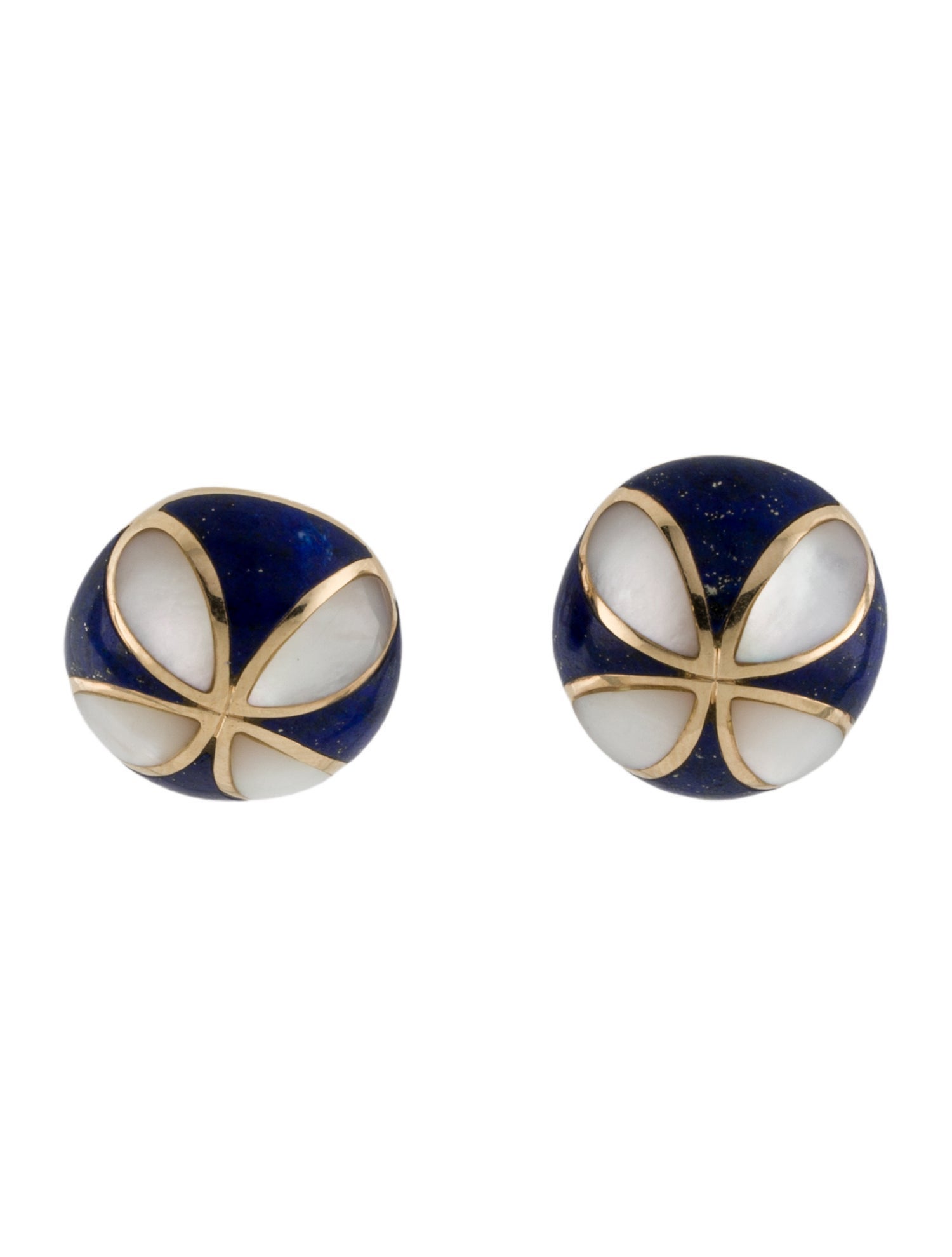 Kurt Wayne 14K Lapis Lazuli & Mother of Pearl Earclips