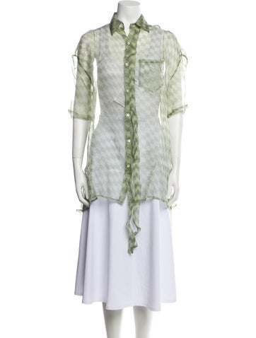 Private Policy Tops Silk Plaid Print Tunic S