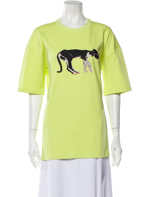 PRISCAVera Graphic Print Crew Neck T-Shirt Green