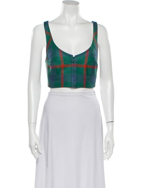PRISCAVera Wool Plaid Print Crop Top w/ Tags Wool