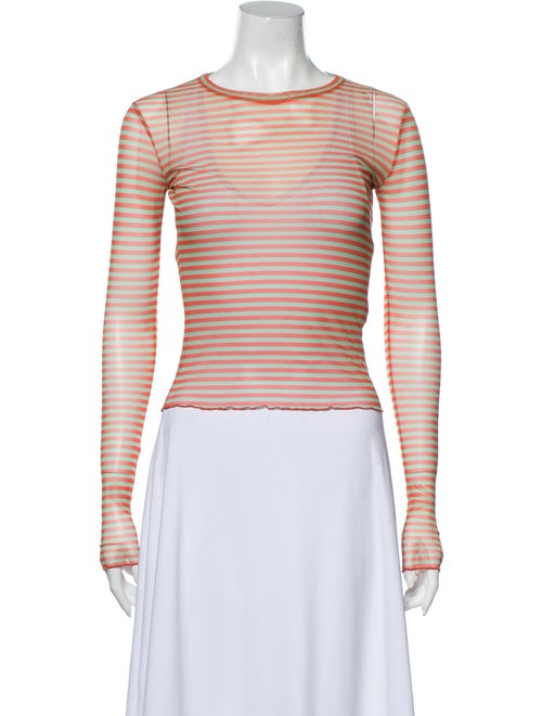 PRISCAVera Striped Bateau Neckline Top Green
