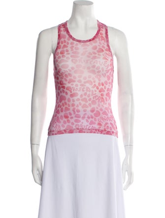 PRISCAVera Mesh Animal Print Top