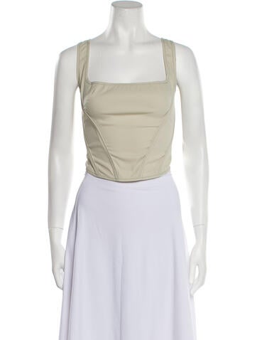 PRISCAVera Tops Square Neckline Sleeveless Crop Top M