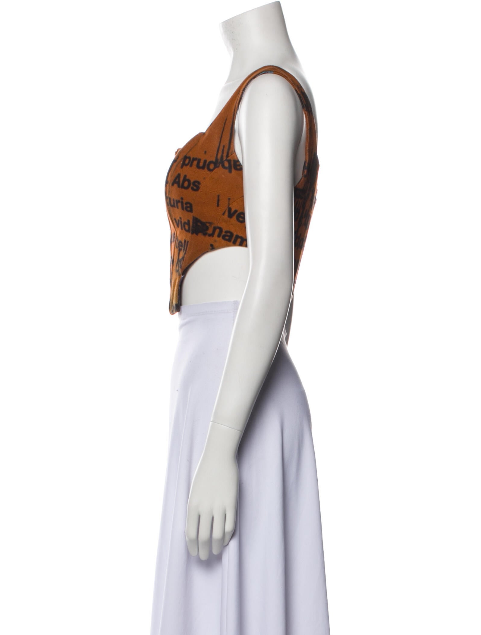 PRISCAVera Printed Square Neckline Crop Top