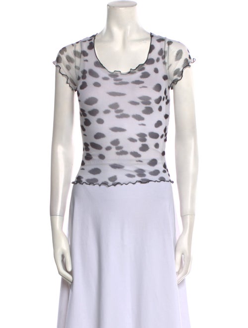 PRISCAVera Polka Dot Print Scoop Neck T-Shirt