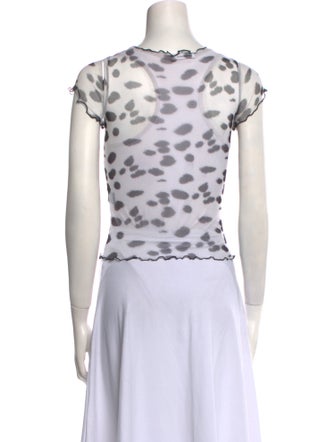 PRISCAVera Polka Dot Print Scoop Neck T-Shirt