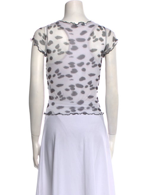 PRISCAVera Polka Dot Print Scoop Neck T-Shirt