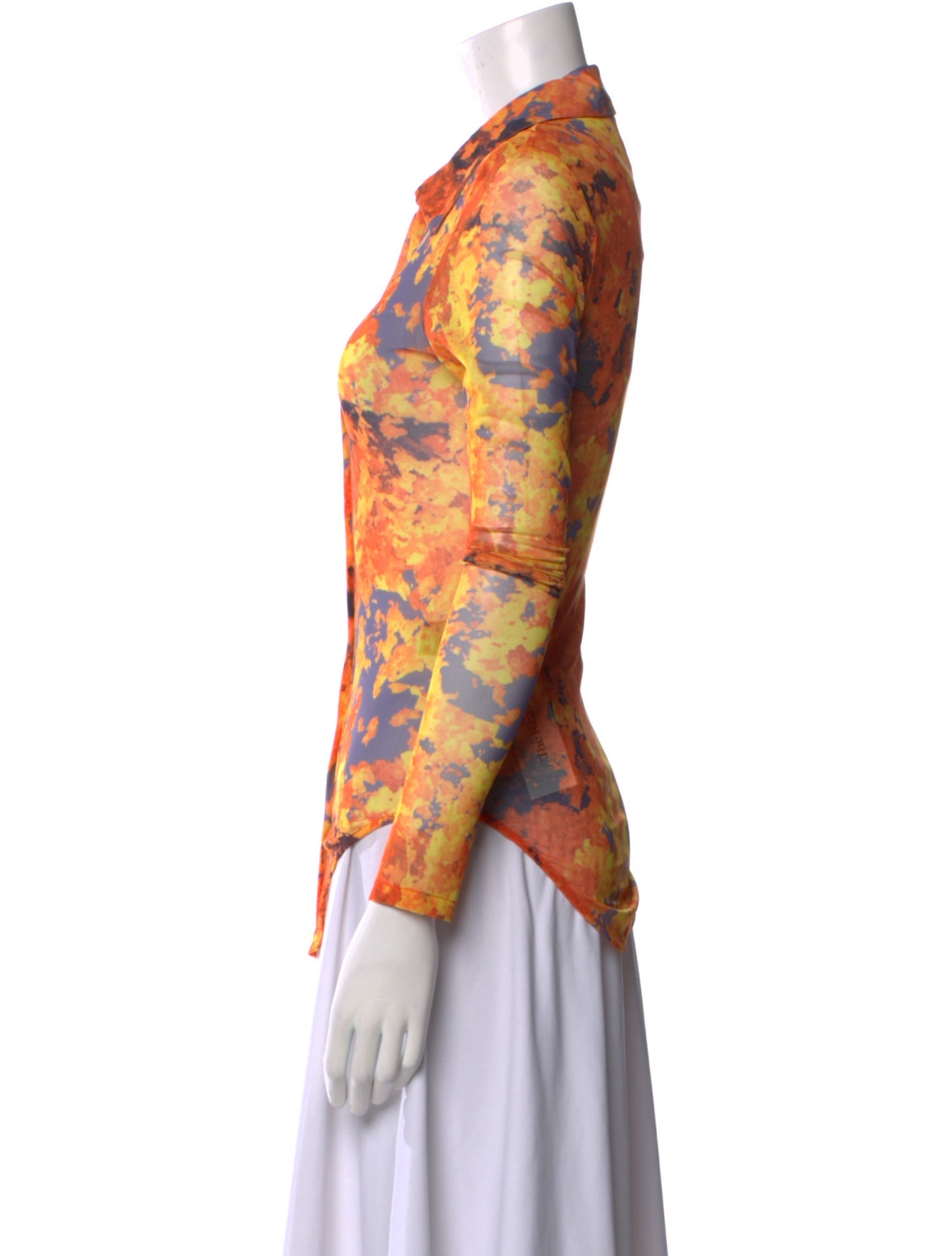 PRISCAVera Printed Long Sleeve Button-Up Top w/ Tags