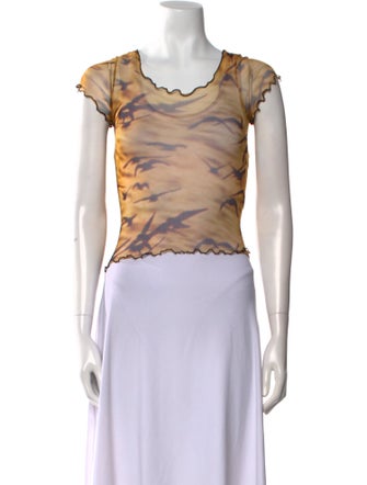 PRISCAVera Printed Scoop Neck Crop Top