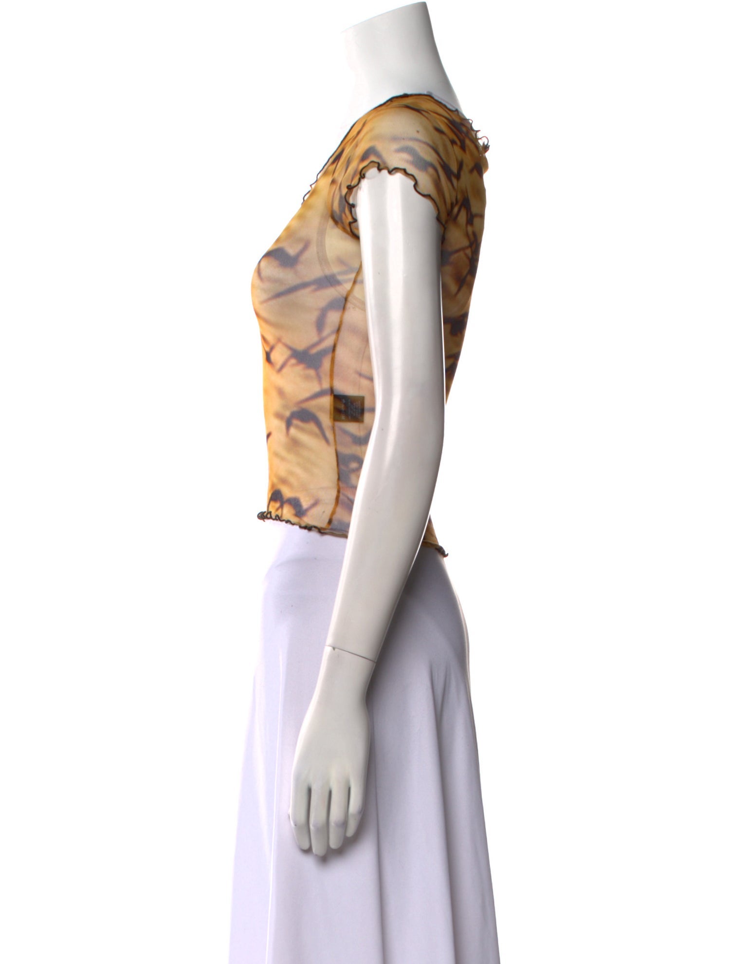 PRISCAVera Printed Scoop Neck Crop Top