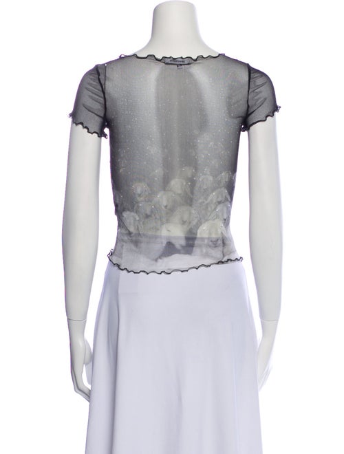 PRISCAVera Printed Scoop Neck Crop Top