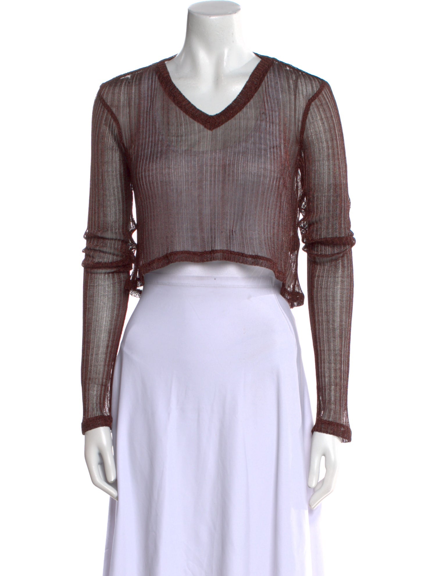 PRISCAVera V-Neck Long Sleeve Crop Top w/ Tags