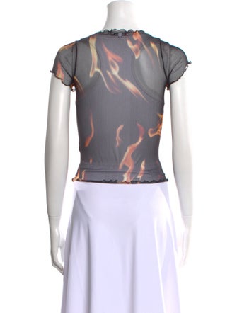 PRISCAVera Printed Scoop Neck Crop Top