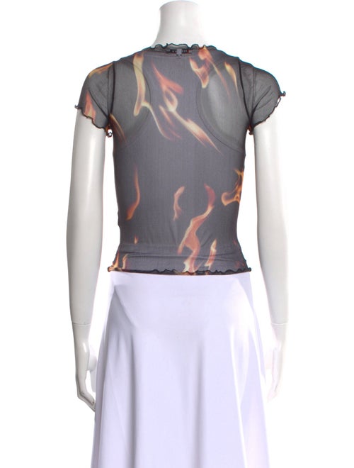 PRISCAVera Printed Scoop Neck Crop Top