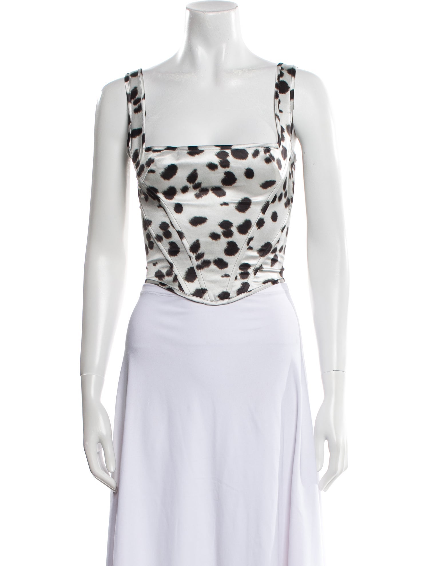 PRISCAVera Silk Polka Dot Print Crop Top
