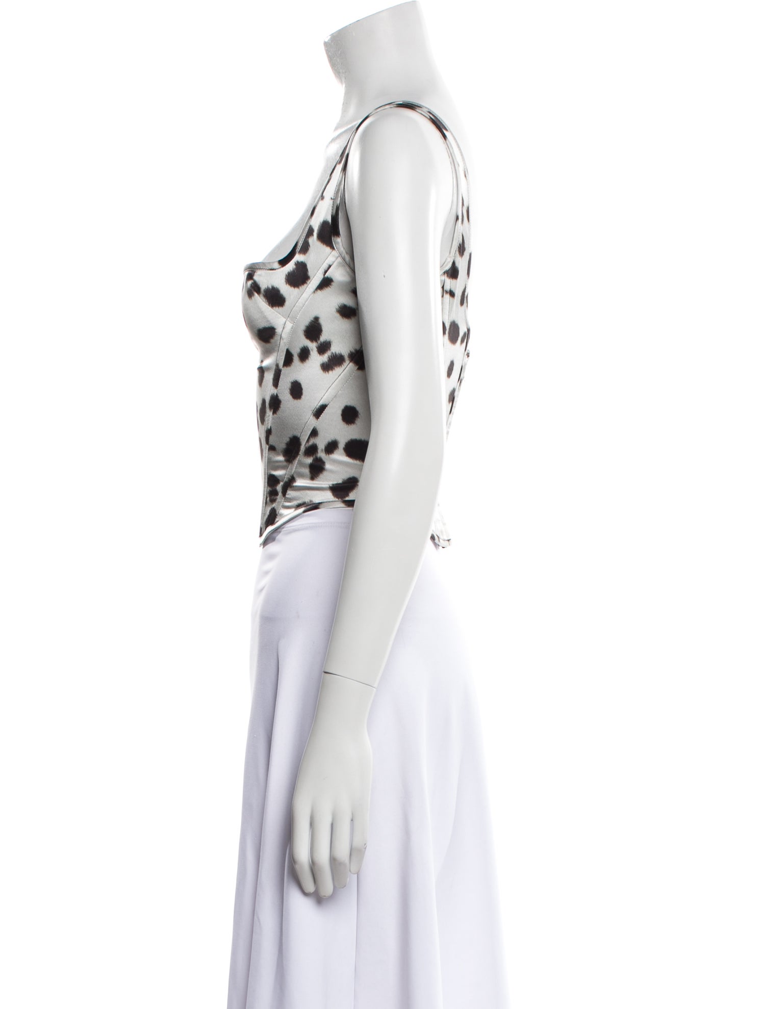 PRISCAVera Silk Polka Dot Print Crop Top