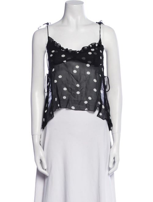 PRISCAVera Polka Dot Print Square Neckline Crop Top