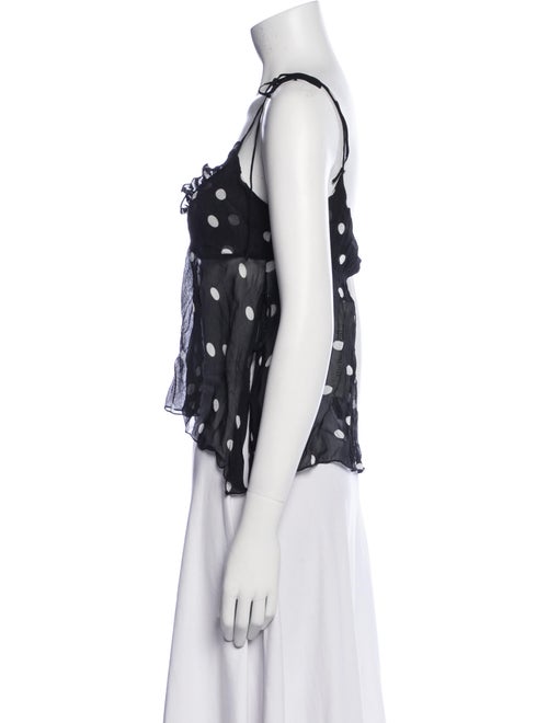 PRISCAVera Polka Dot Print Square Neckline Crop Top