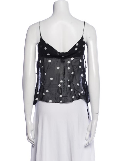 PRISCAVera Polka Dot Print Square Neckline Crop Top