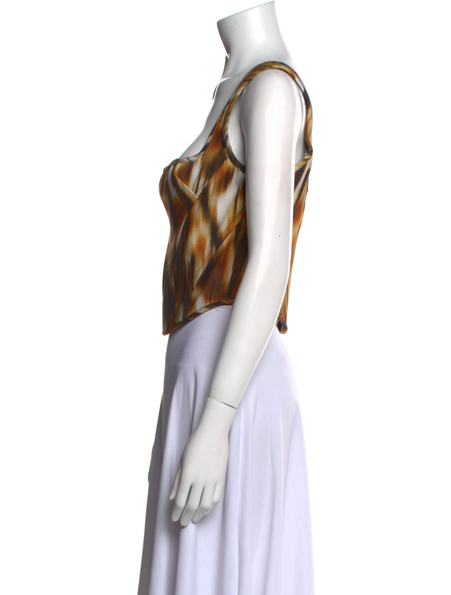 PRISCAVera Printed Square Neckline Crop Top