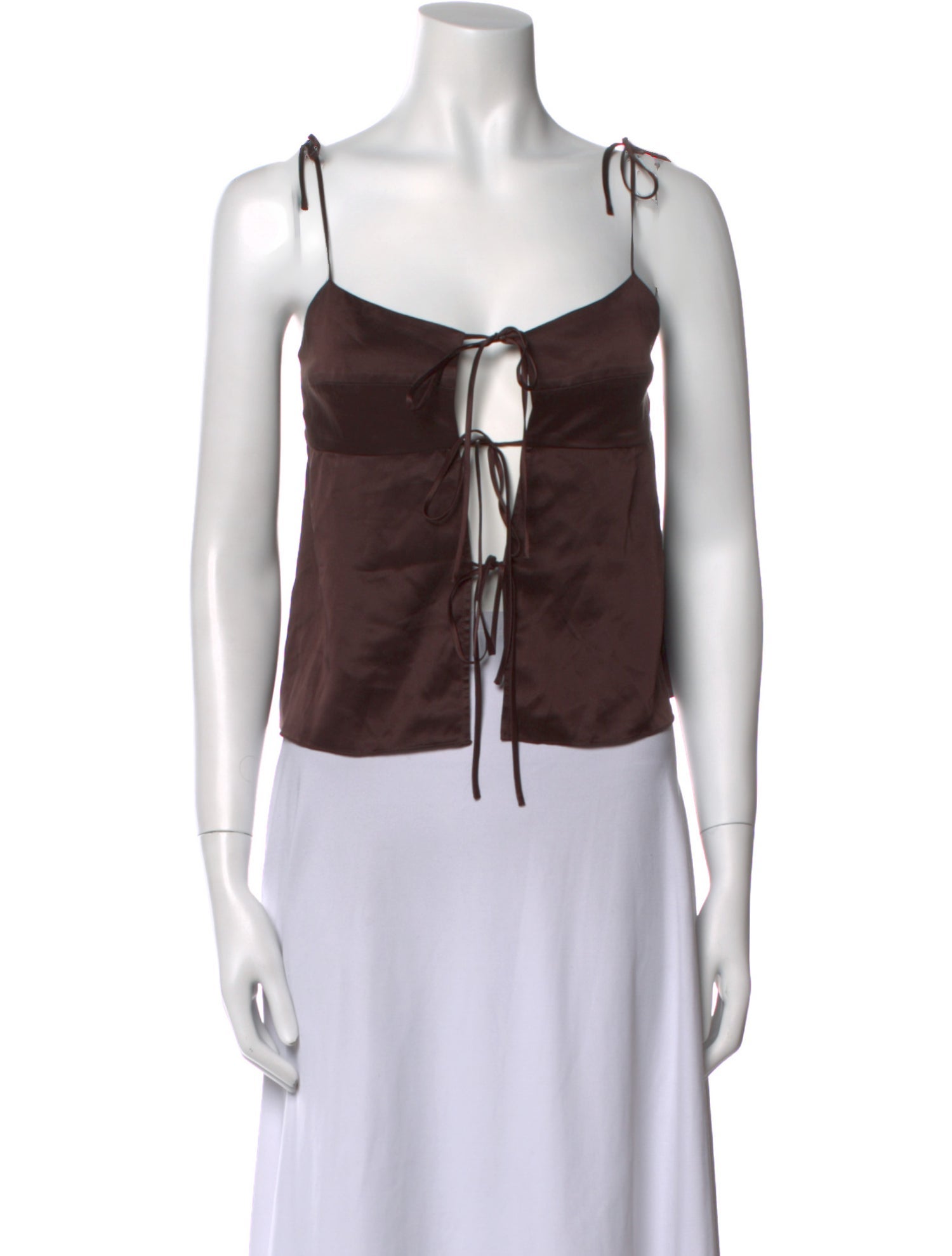 PRISCAVera Silk Square Neckline Crop Top