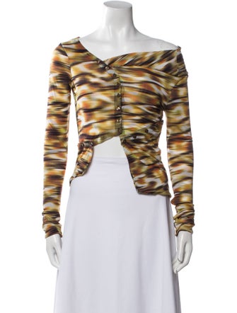 PRISCAVera Animal Print One-Shoulder Crop Top