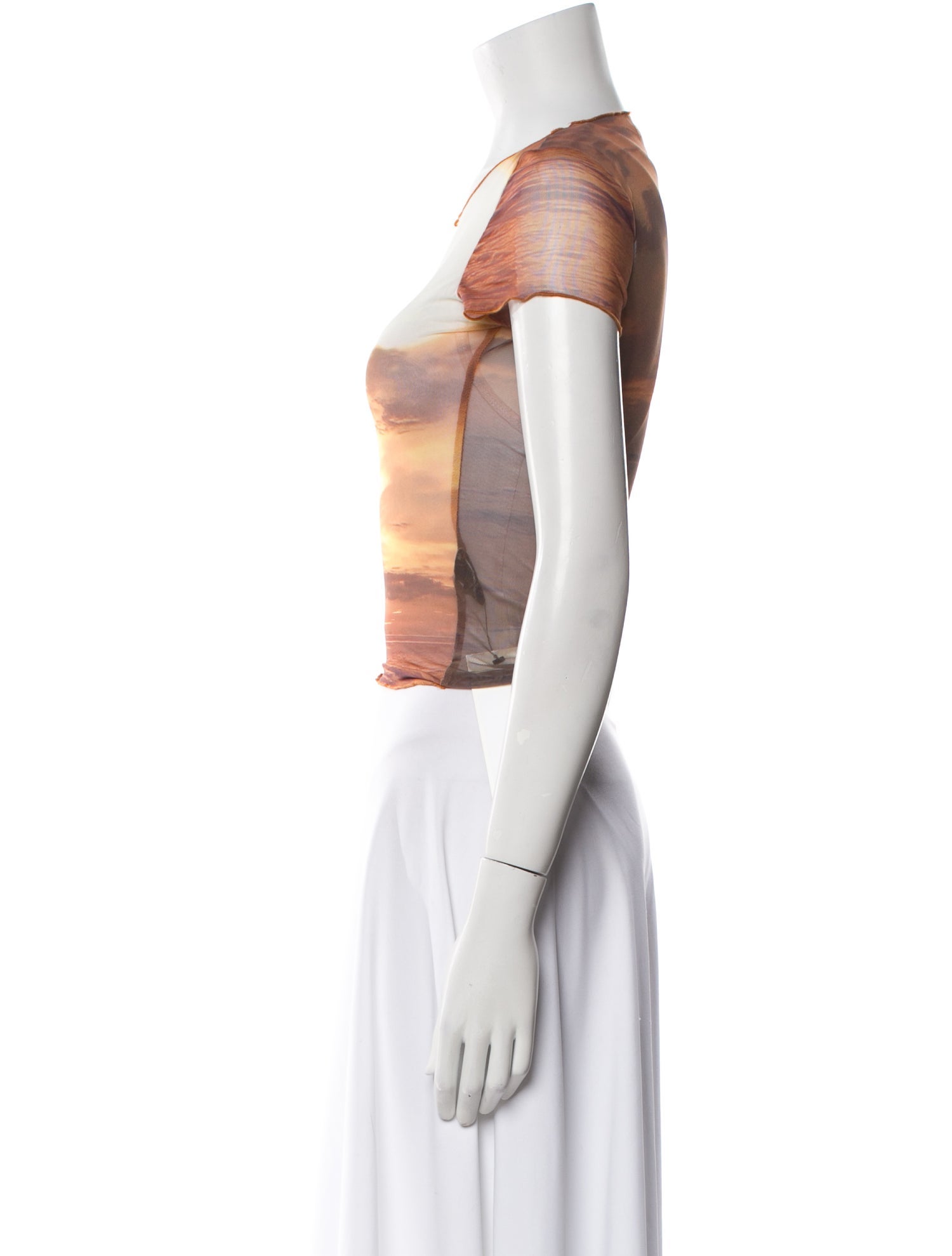 PRISCAVera Printed Scoop Neck Crop Top