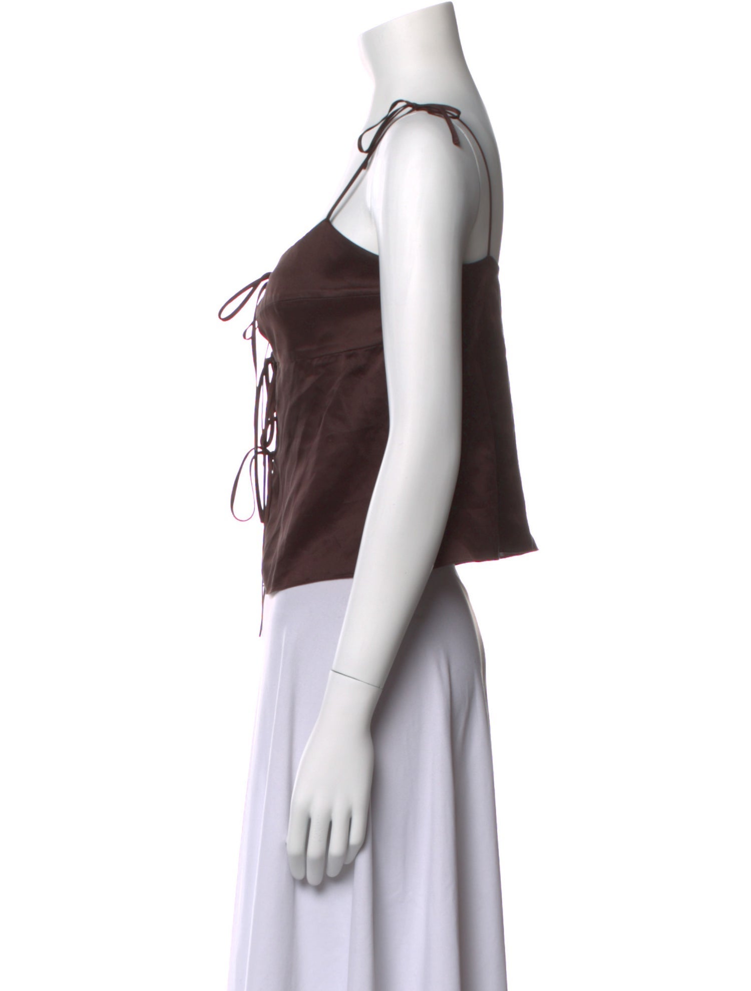 PRISCAVera Silk Square Neckline Crop Top