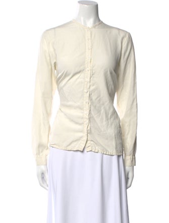 private0204 Crew Neck Long Sleeve Button-Up Top