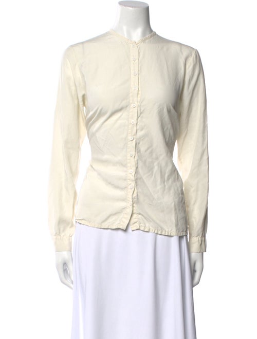 private0204 Crew Neck Long Sleeve Button-Up Top