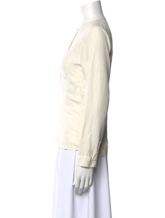 private0204 Crew Neck Long Sleeve Button-Up Top