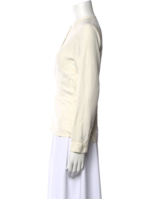 private0204 Crew Neck Long Sleeve Button-Up Top