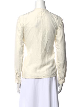 private0204 Crew Neck Long Sleeve Button-Up Top