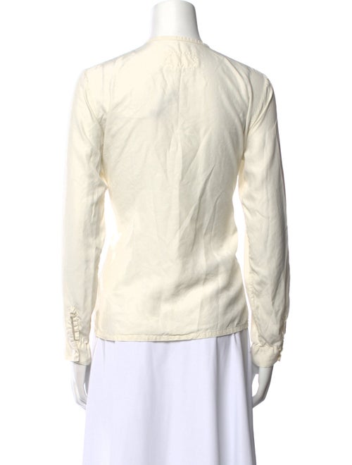 private0204 Crew Neck Long Sleeve Button-Up Top