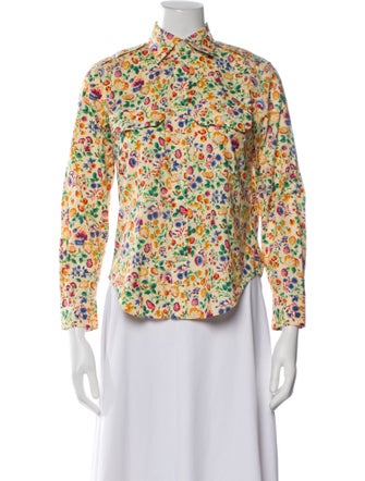 Polo Ralph Lauren Floral Print Mock Neck Button-Up Top