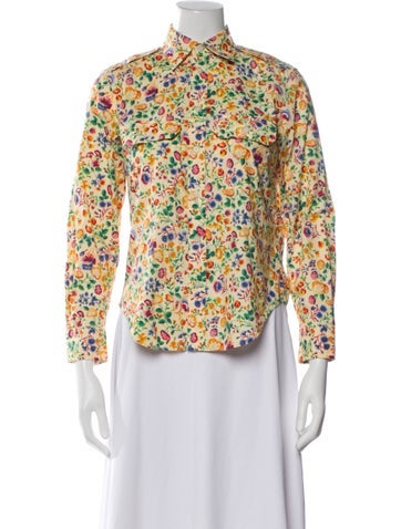 Polo Ralph Lauren Tops Floral Print Mock Neck Button-Up Top XS