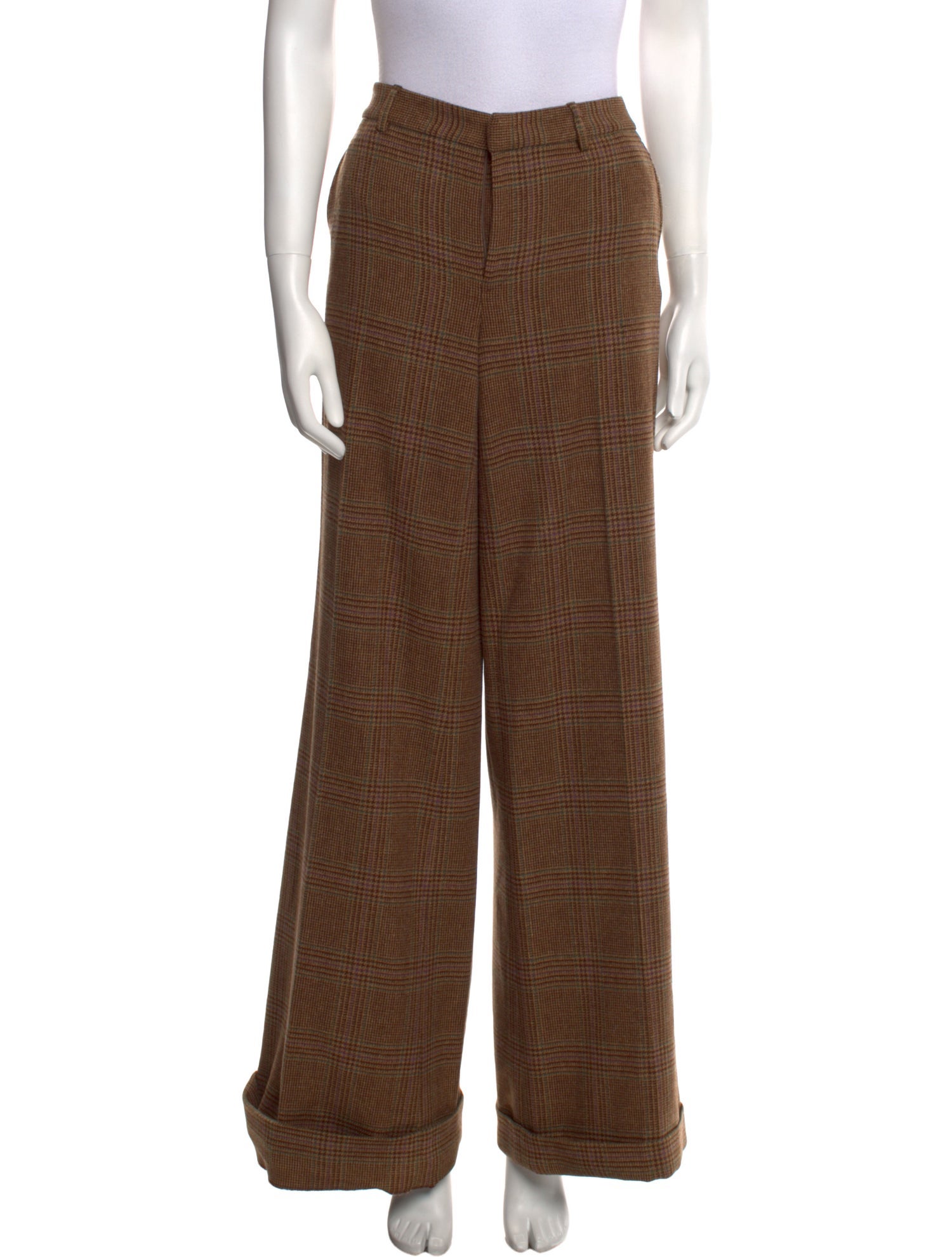 Polo Ralph Lauren Plaid Print Wide Leg Pants