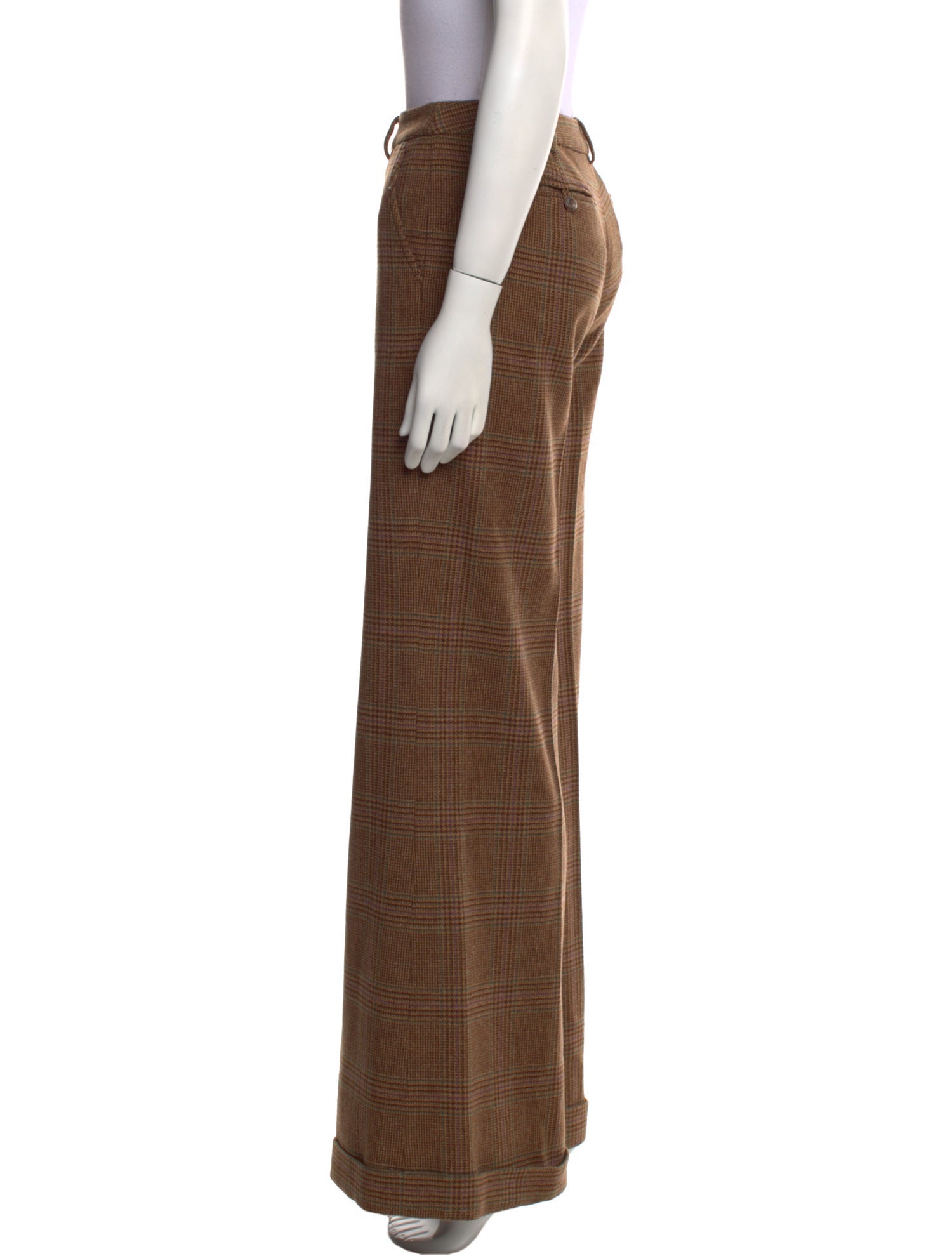 Polo Ralph Lauren Plaid Print Wide Leg Pants