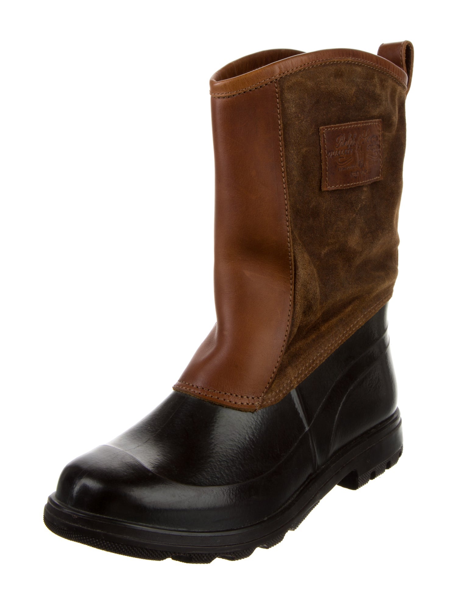 Polo Ralph Lauren Patent Leather Embroidered Accent Boots