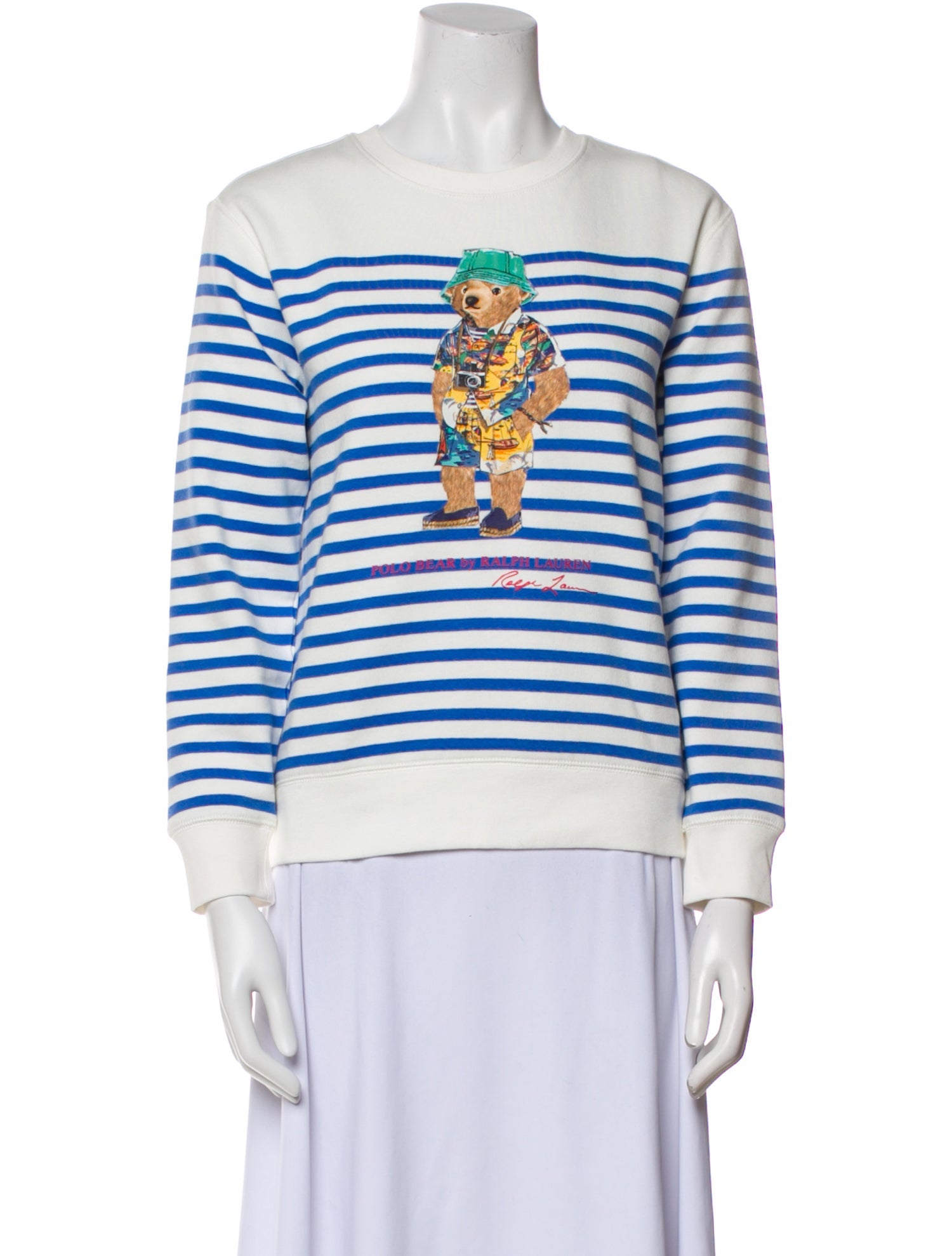 Polo Ralph Lauren Boys' Striped Polo Bear Crew Neck Sweatshirt