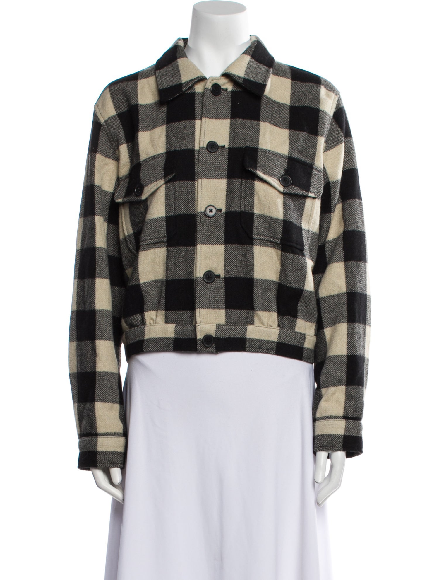 Polo Ralph Lauren Wool Plaid Print Biker Jacket