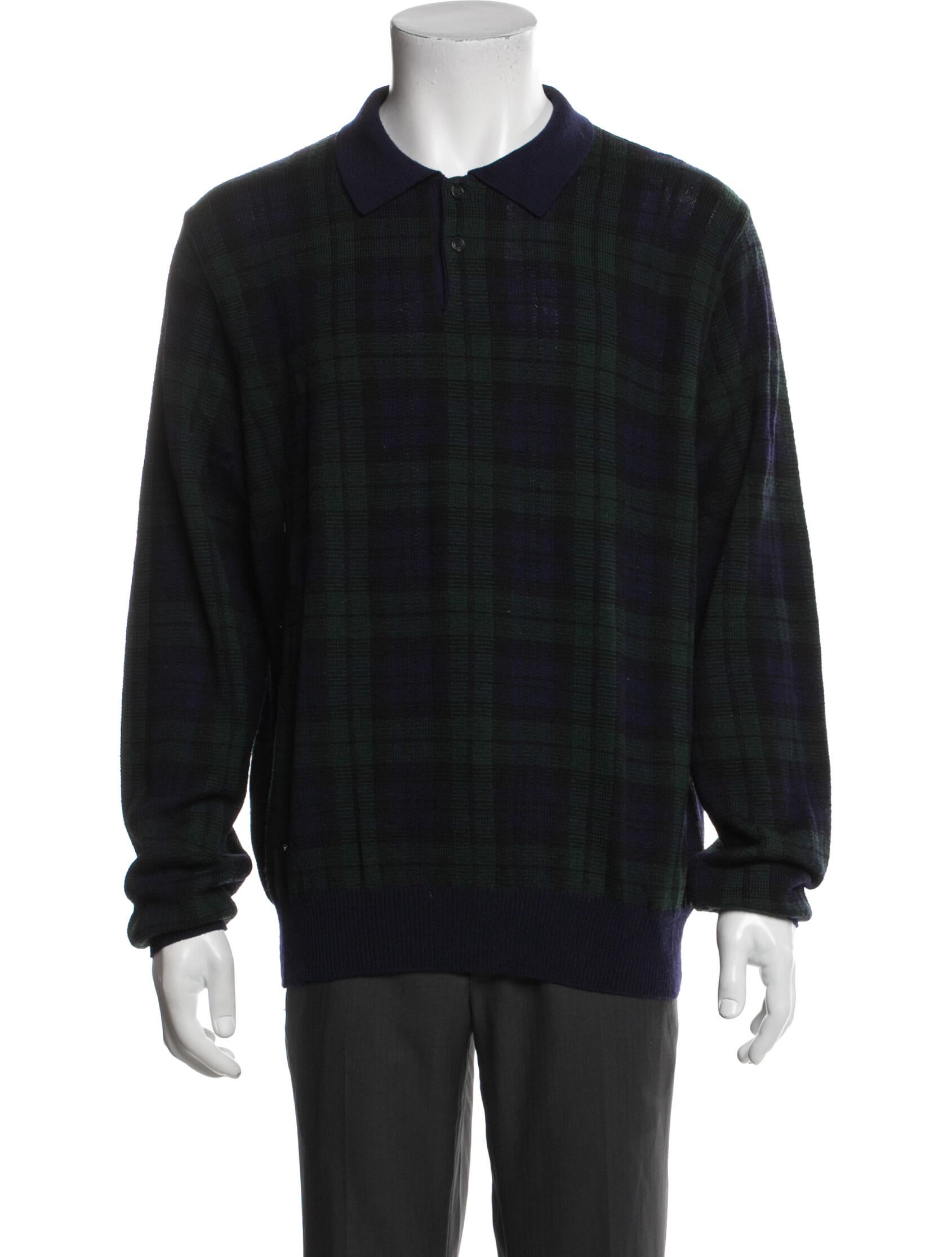 Polo Ralph Lauren Wool Plaid Print Polo Sweater