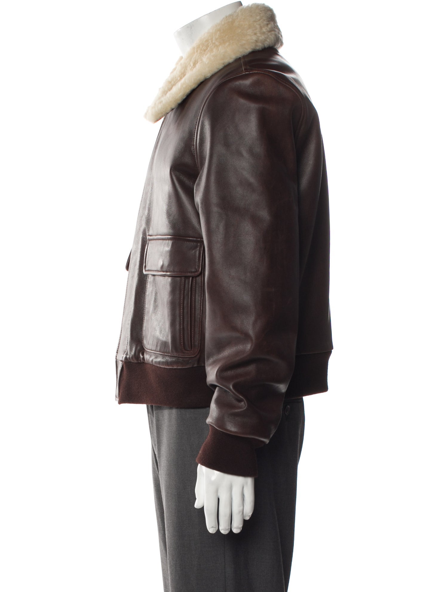 Polo Ralph Lauren Leather Colorblock Pattern Moto Jacket