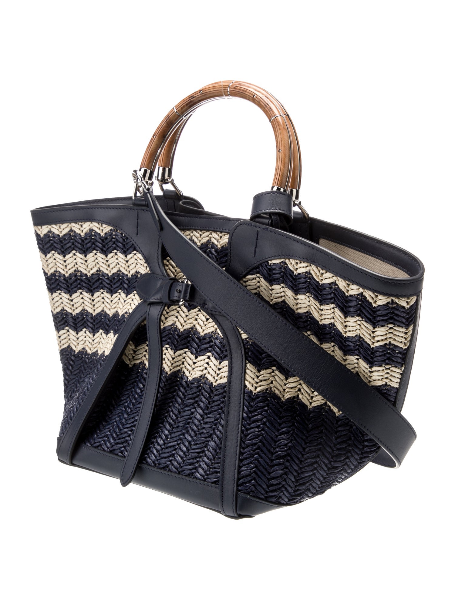 Ralph Lauren Collection Leather Ralph Braided Raffia Medium