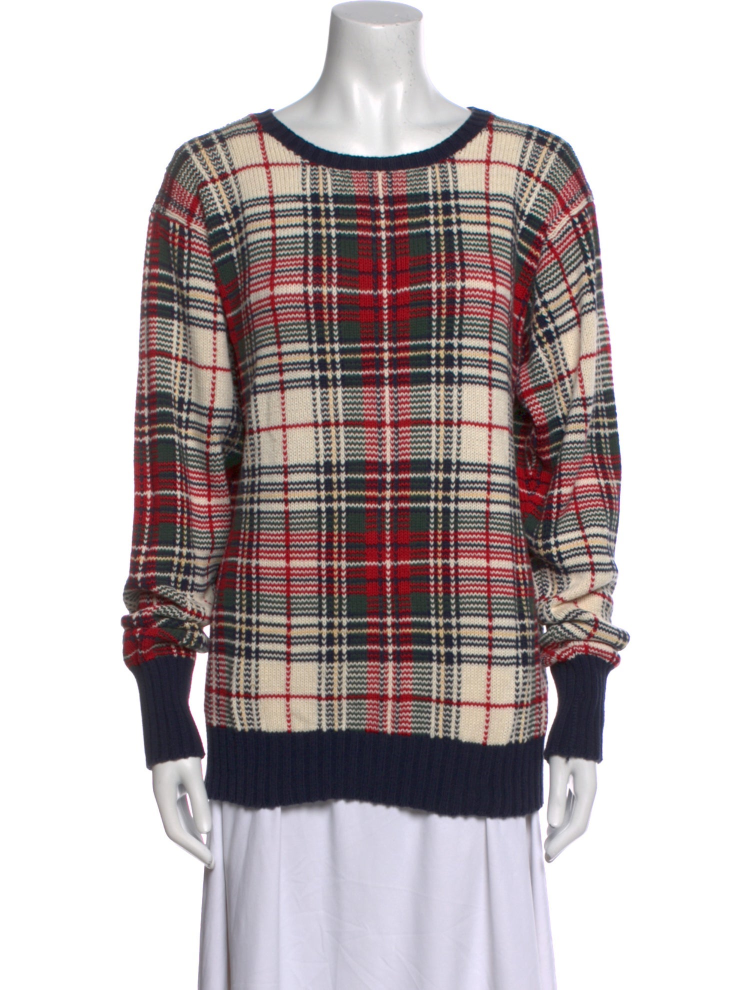Polo Ralph Lauren Plaid Print Scoop Neck Sweater