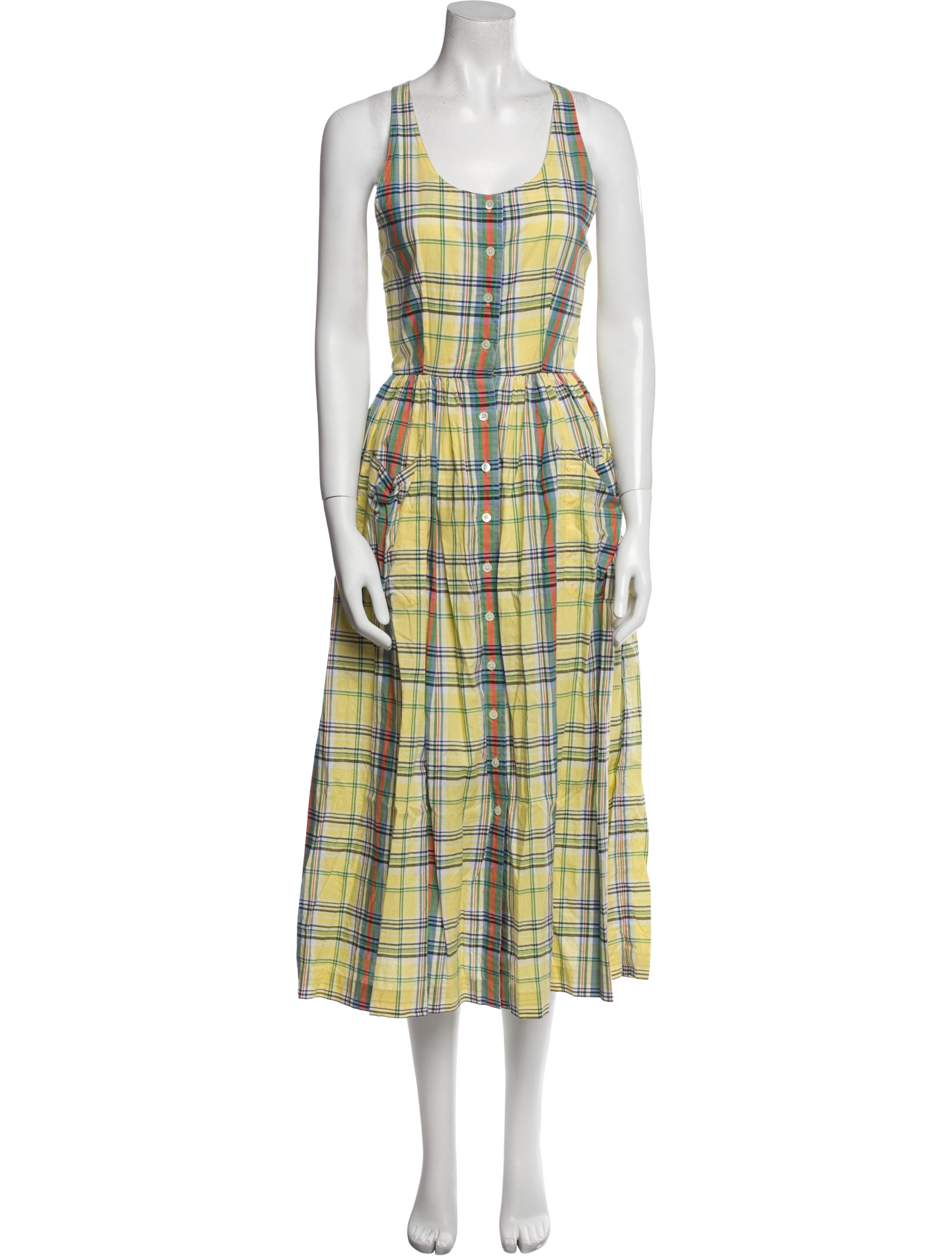 Polo Ralph Lauren Plaid Print Midi Length Dress